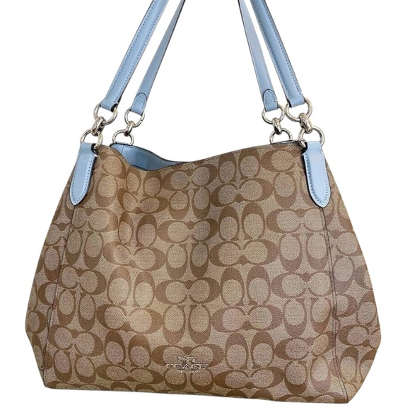 Coach Hallie Shoulder Hobo Bag in Signature Canvas - Picture 1 of 15